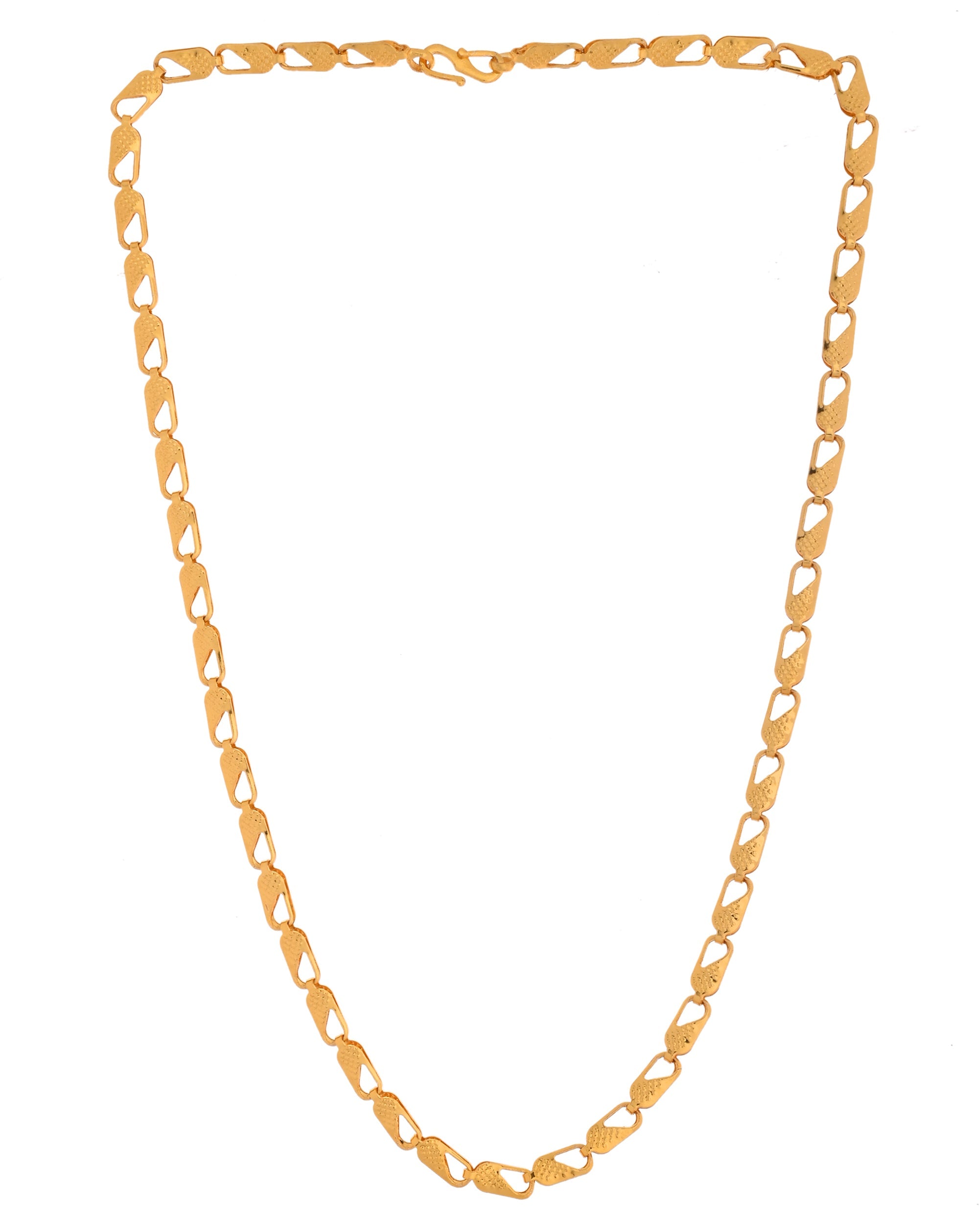 VOJ Gold Polished Biscuit Shaped Minimal Chain - Distacart