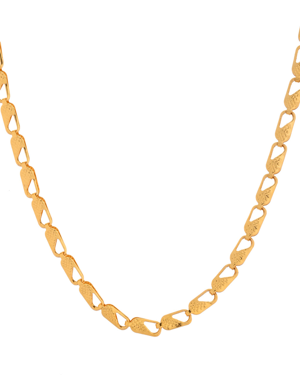 VOJ Gold Polished Biscuit Shaped Minimal Chain - Distacart