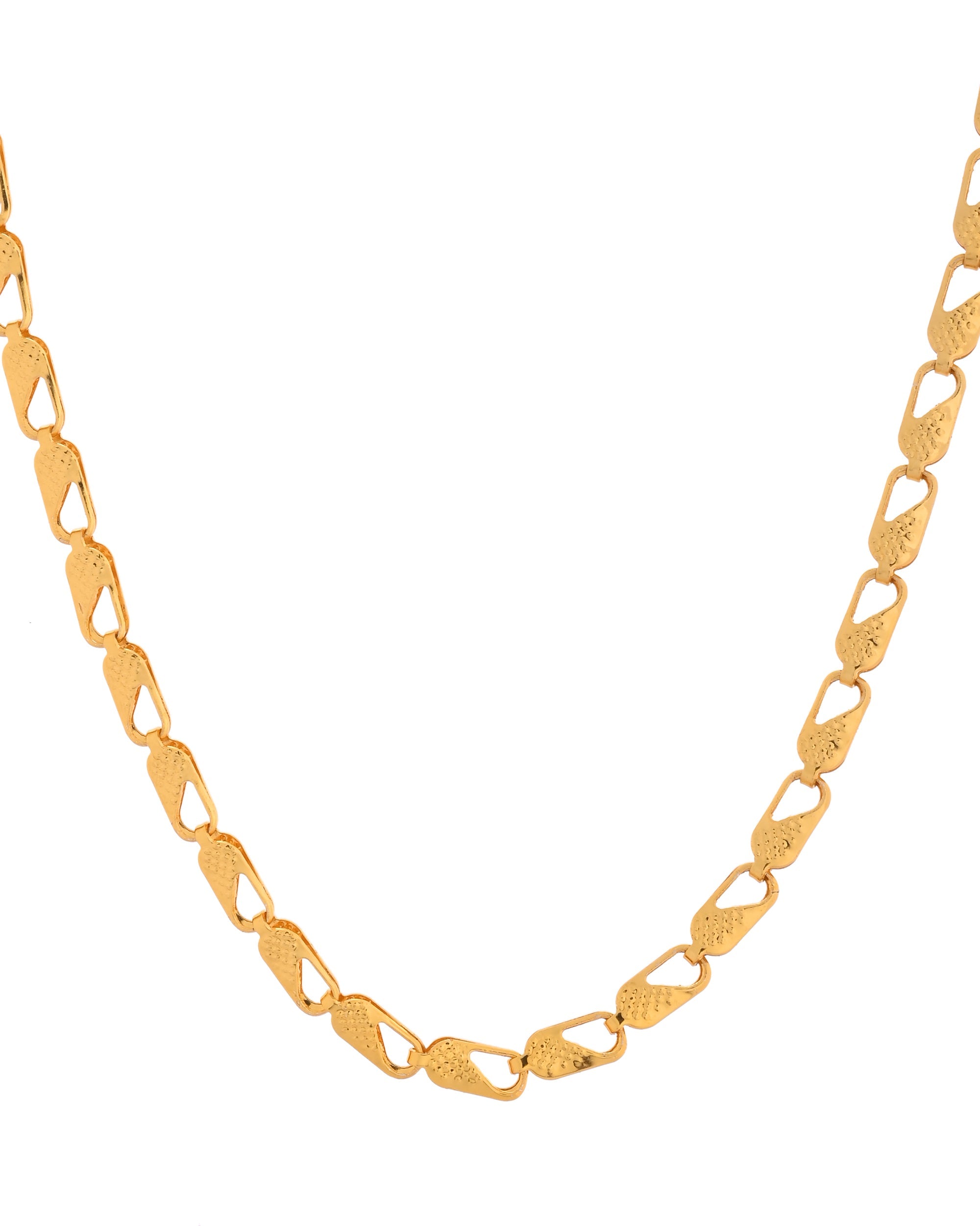 VOJ Gold Polished Biscuit Shaped Minimal Chain - Distacart