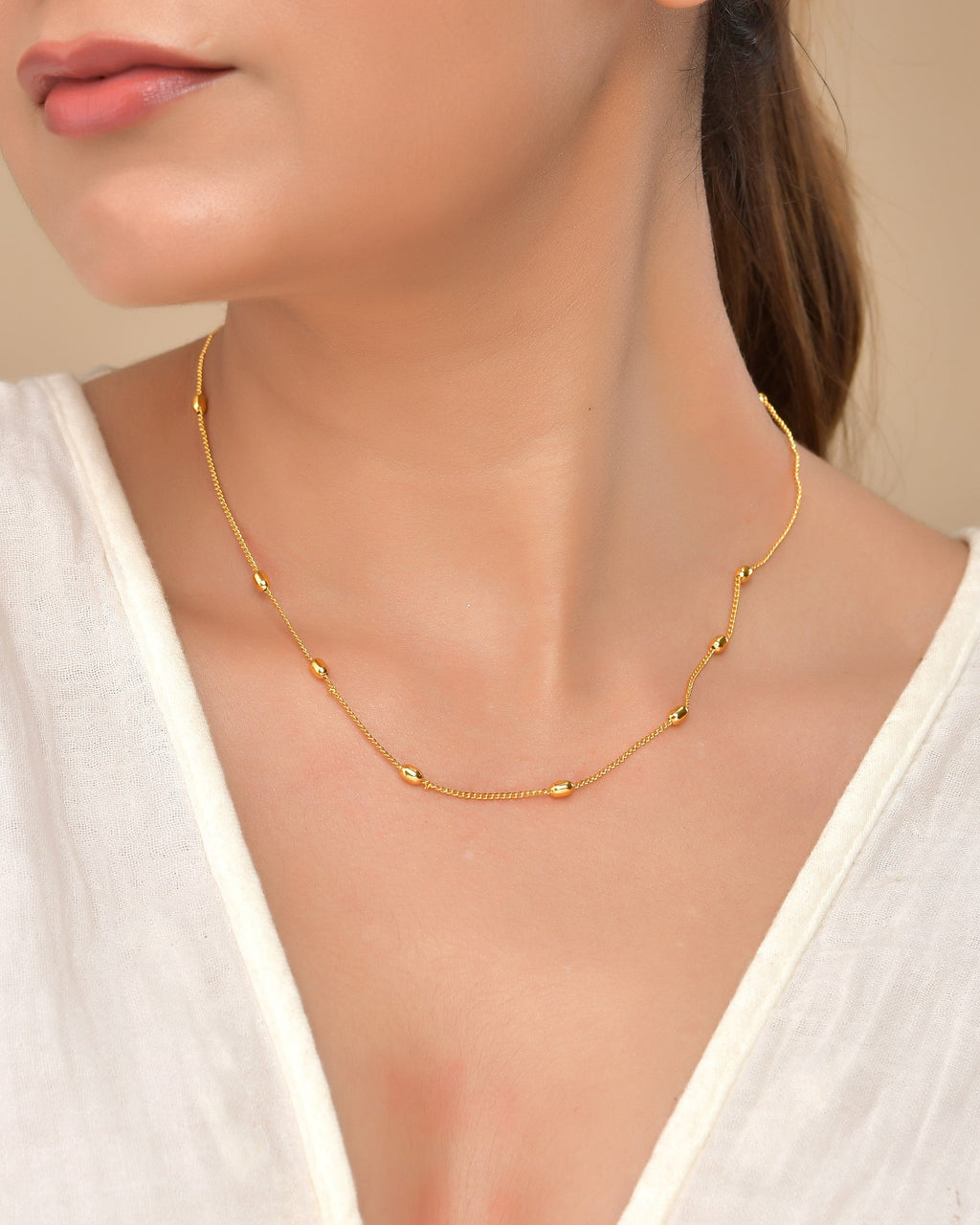 VOJ Gold Polished Minimal Stainless Steel Chain - Distacart