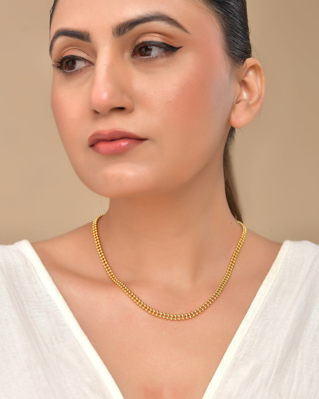 VOJ Gold Polished Ball Shaped Minimal Chain For Women - Distacart