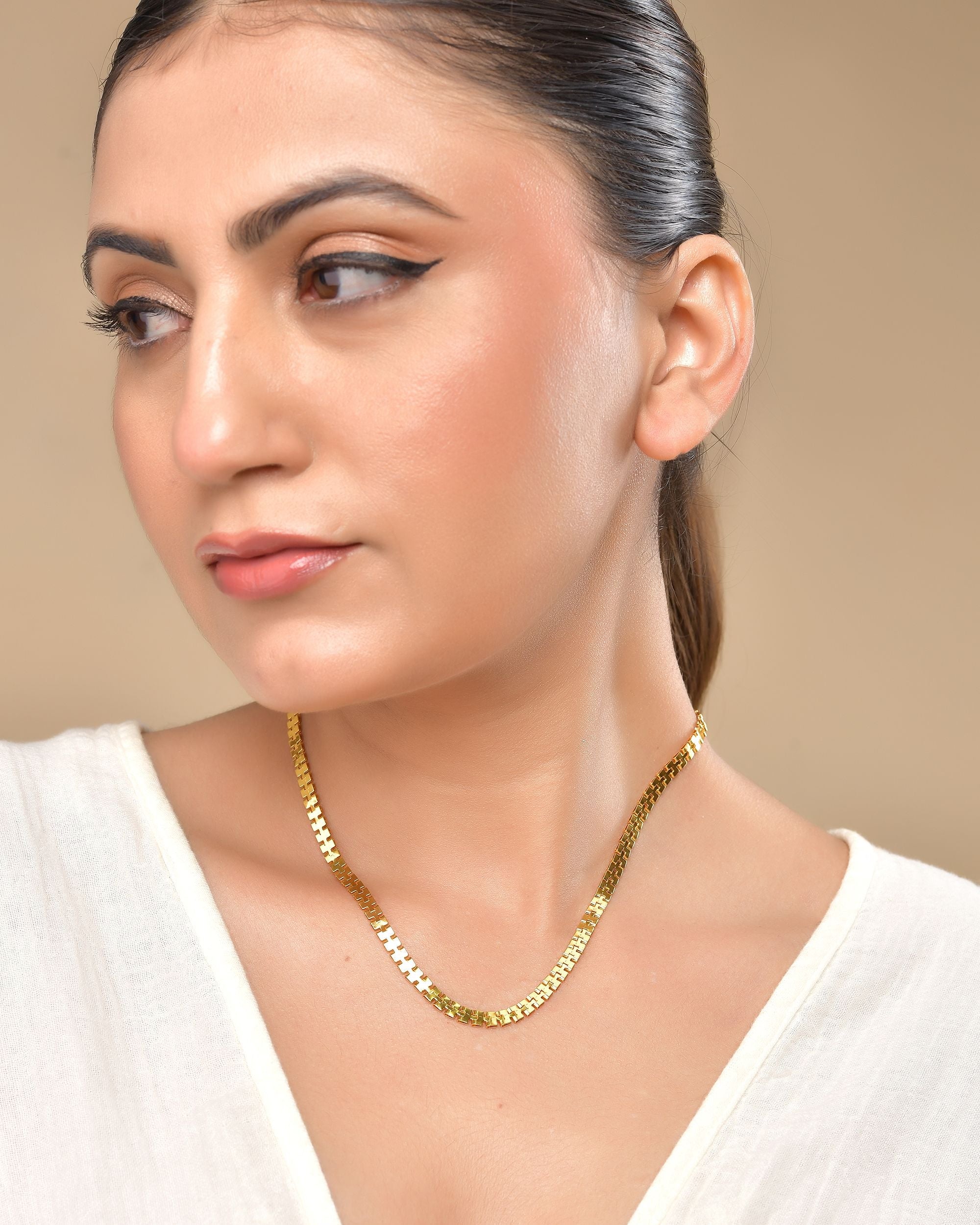 VOJ Women Gold Polished Classic Linked Chain - Distacart