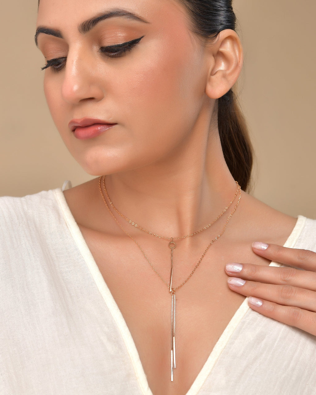 VOJ Gold Polished Multi Layer Designer Chain - Distacart
