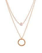 VOJ Gold Polished Multi Layer Pearl Studded Designer Chain - Distacart