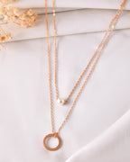 VOJ Gold Polished Multi Layer Pearl Studded Designer Chain - Distacart
