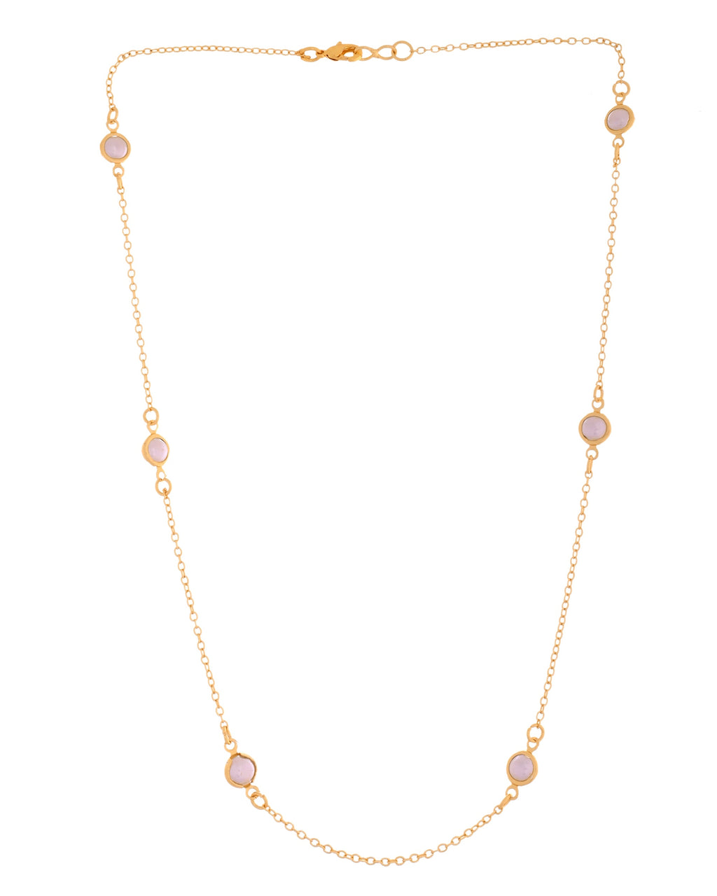 VOJ Gold Polished Women Pearl Studded Stainless Steel Chain - Distacart