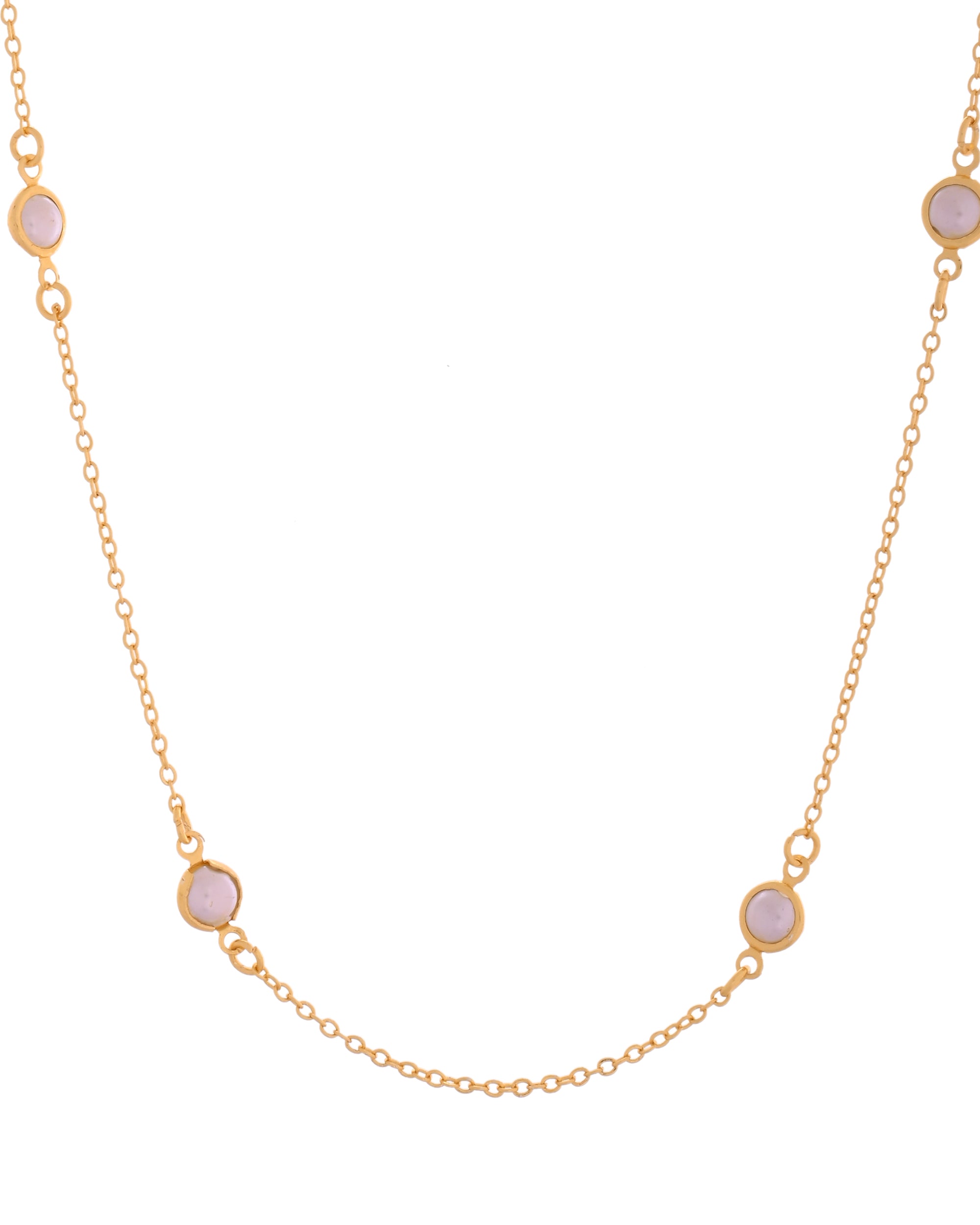 VOJ Gold Polished Women Pearl Studded Stainless Steel Chain - Distacart