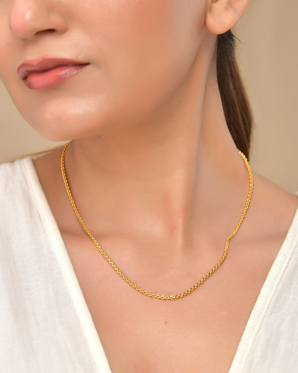 VOJ Gold Polished Women Stainless Steel Classic Chain - Distacart