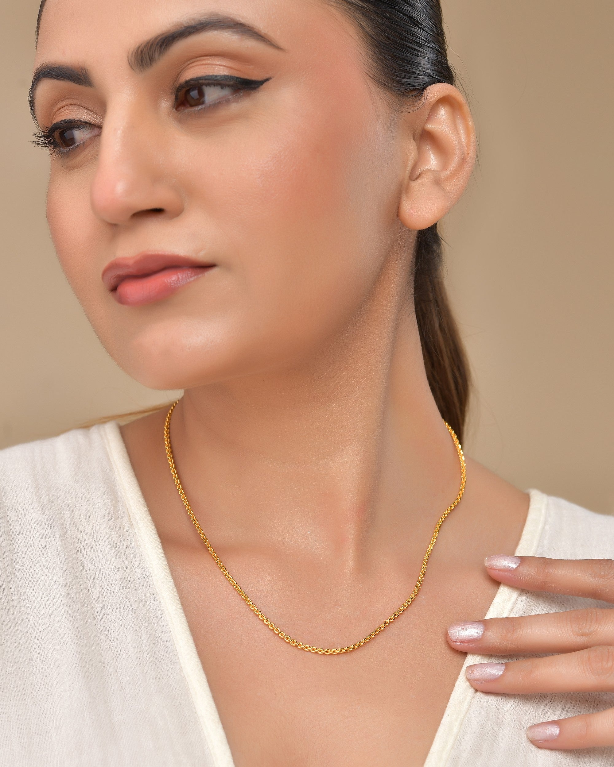 VOJ Gold Polished Women Stainless Steel Classic Chain - Distacart