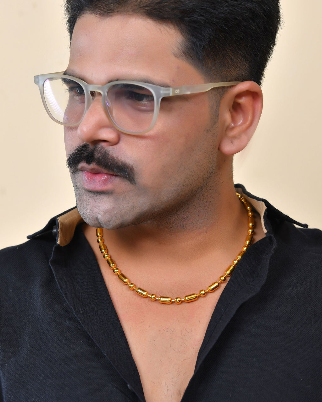 VOJ Men Gold Polished Drop Studded Elegant Chain - Distacart