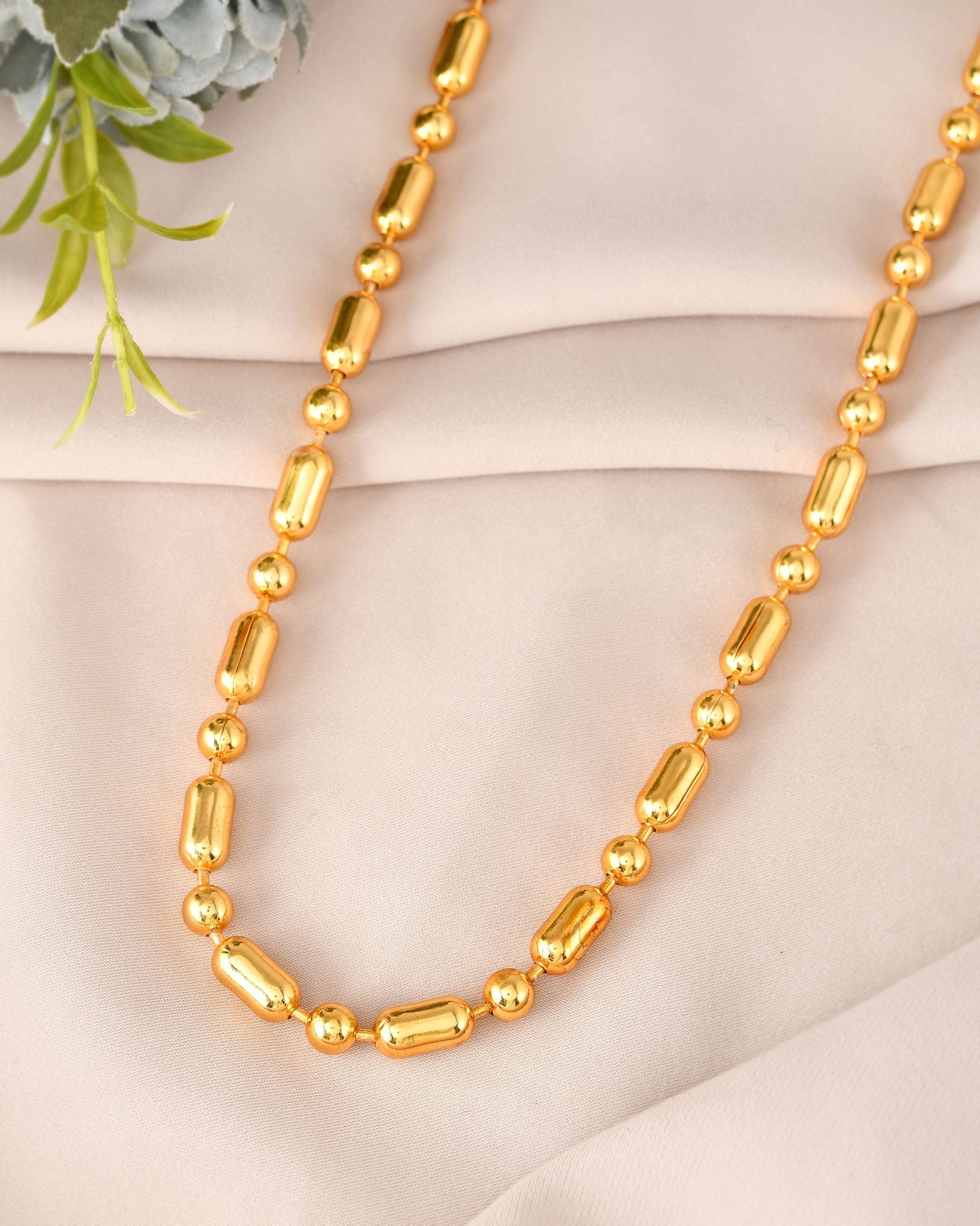VOJ Men Gold Polished Drop Studded Elegant Chain - Distacart