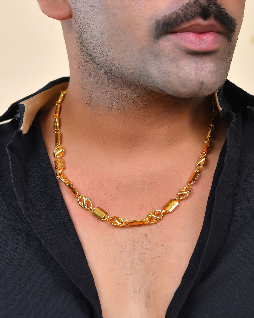 VOJ Men Designer Stainless Steel Gold Polished Chain - Distacart