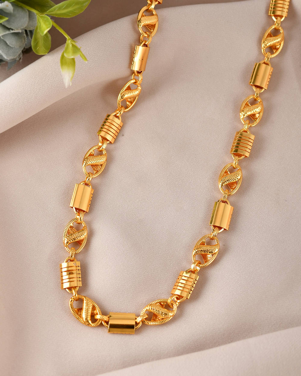 VOJ Men Designer Stainless Steel Gold Polished Chain - Distacart