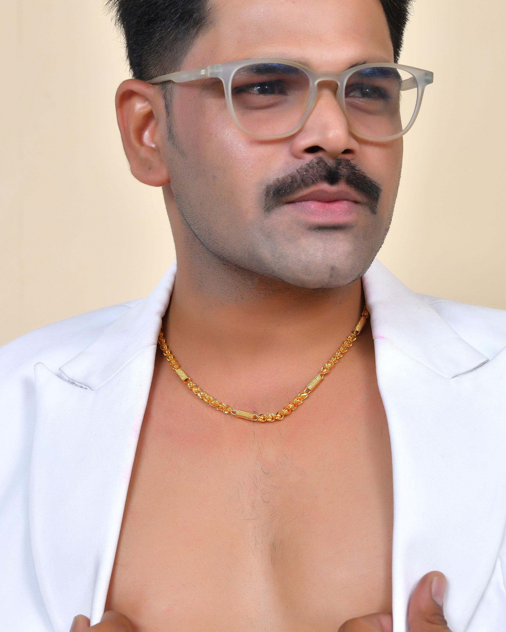 VOJ Men Pipe Shaped Gold Polished Chain - Distacart