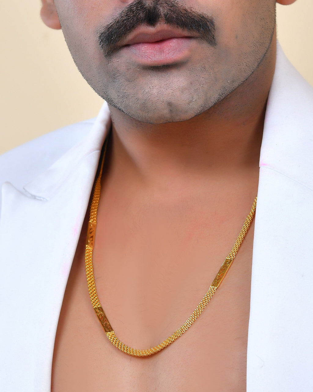 VOJ Men Designer Stainless Steel Gold Polished Classic Chain - Distacart