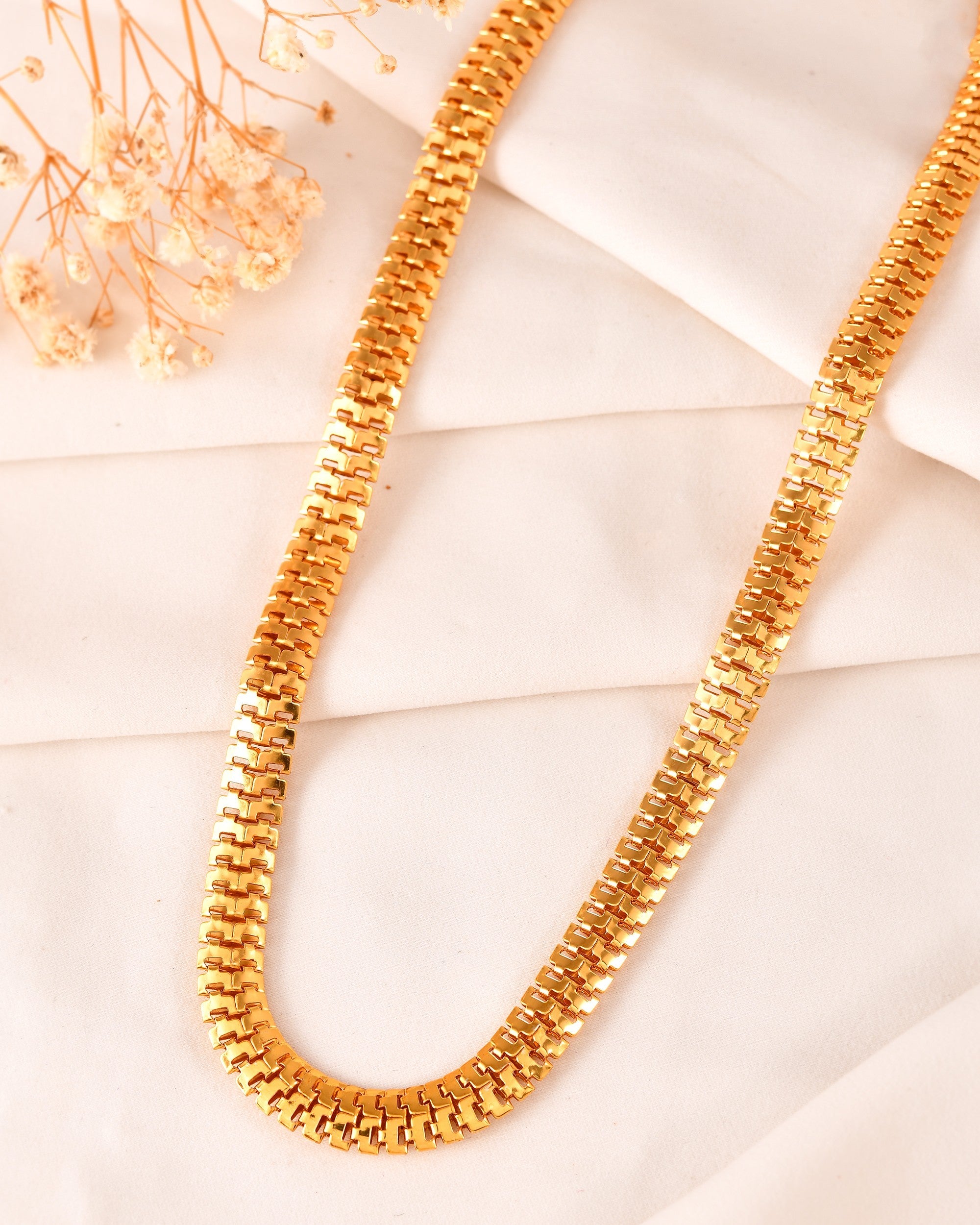 VOJ Stainless Steel Men Gold Polished Thick Chain - Distacart