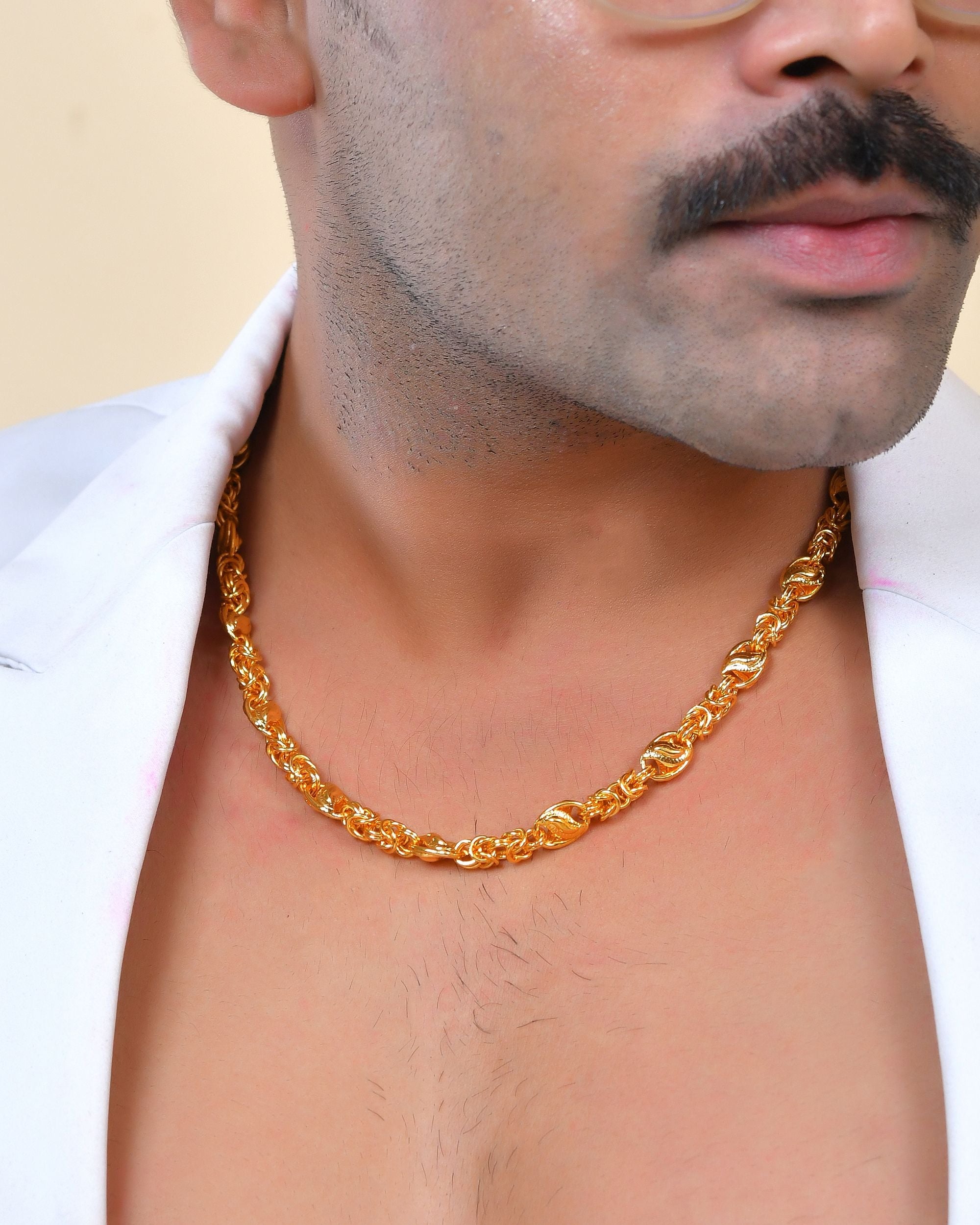 VOJ Gold Polished Designer Stainless Steel Chain For Men - Distacart