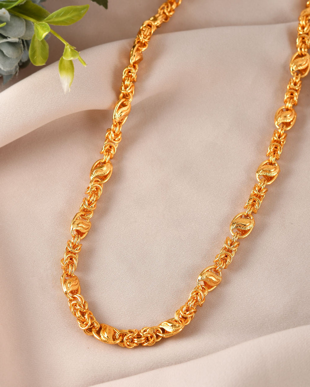 VOJ Gold Polished Designer Stainless Steel Chain For Men - Distacart