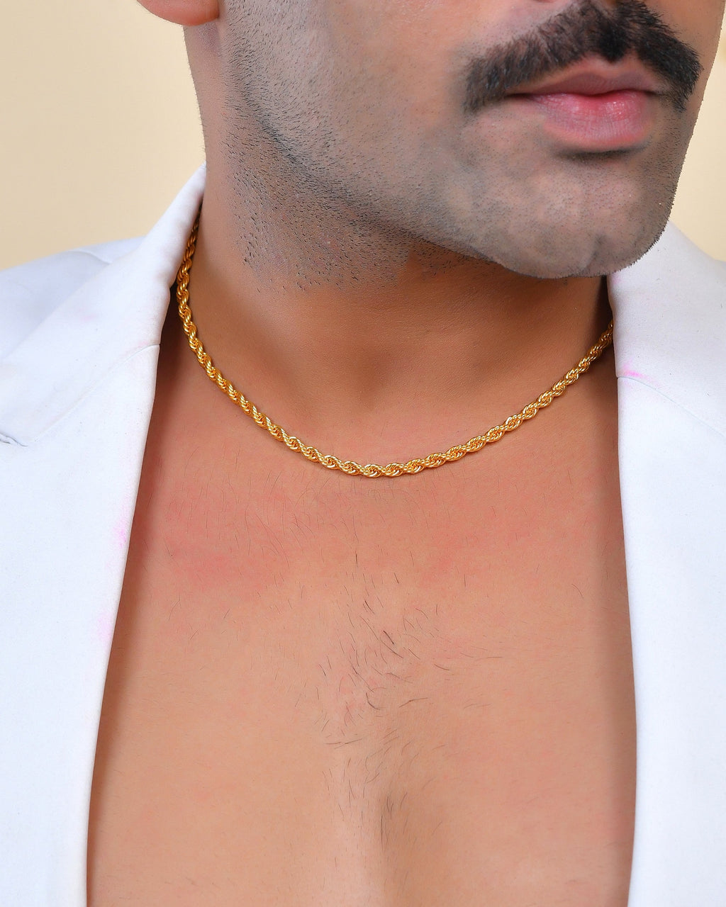 VOJ Gold Polished Twisted Stainless Steel Chain For Men - Distacart