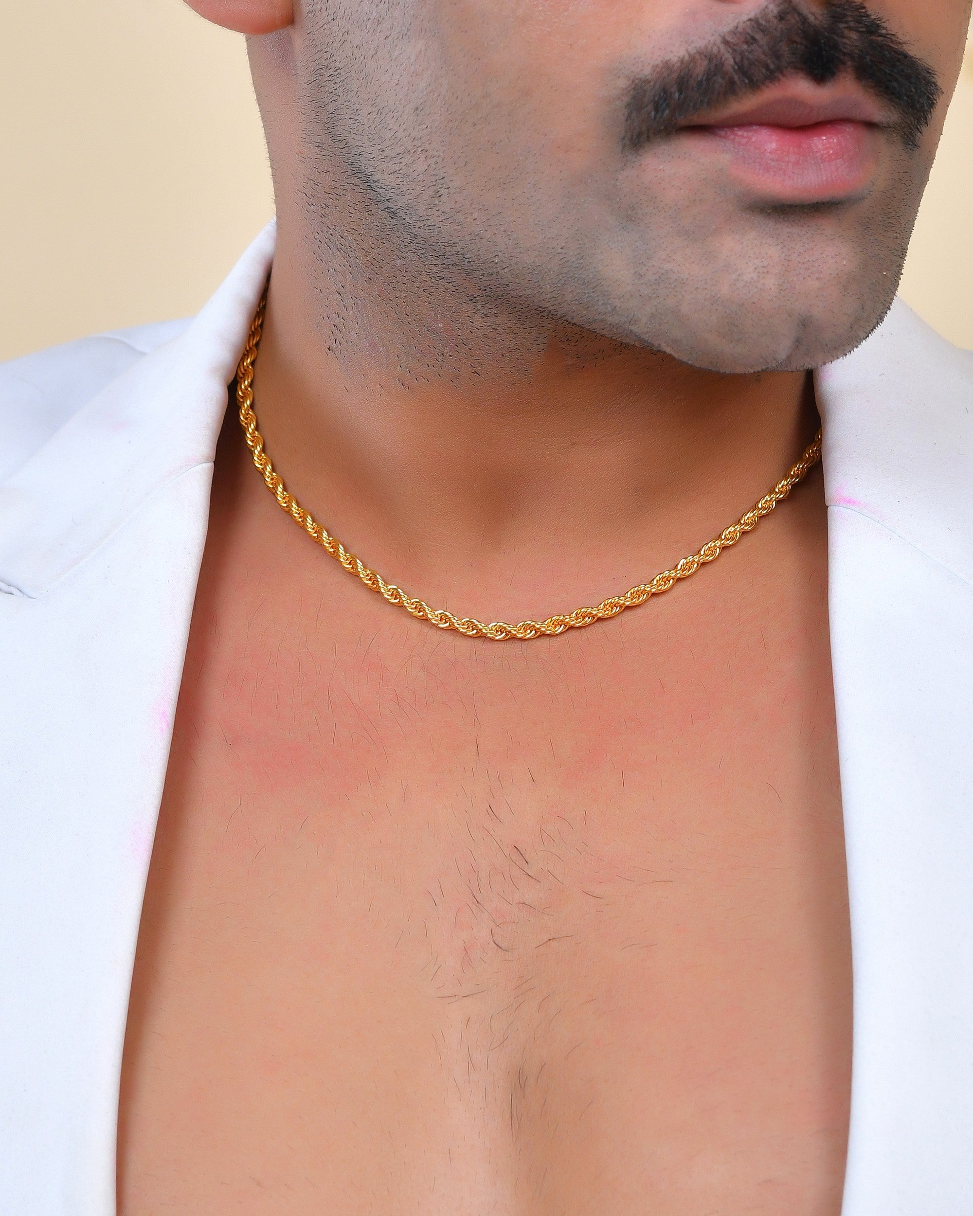 VOJ Gold Polished Twisted Stainless Steel Chain For Men - Distacart