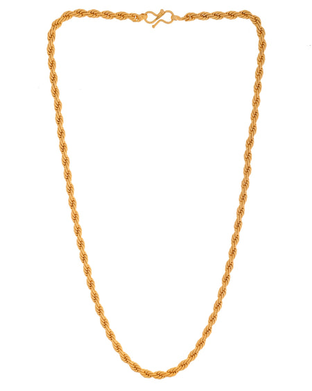 VOJ Gold Polished Twisted Stainless Steel Chain For Men