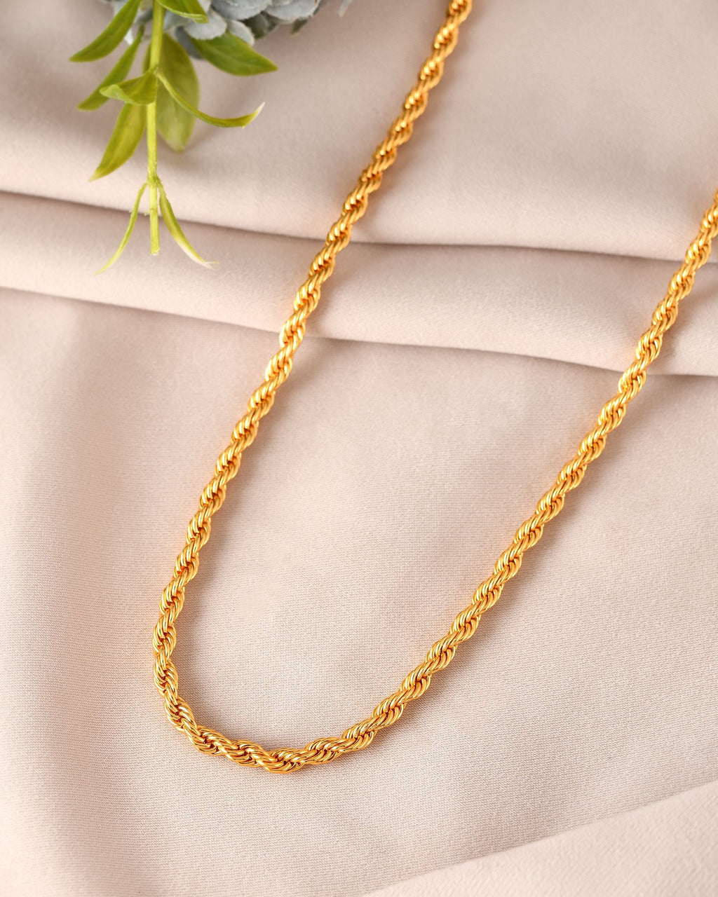 VOJ Gold Polished Twisted Stainless Steel Chain For Men - Distacart