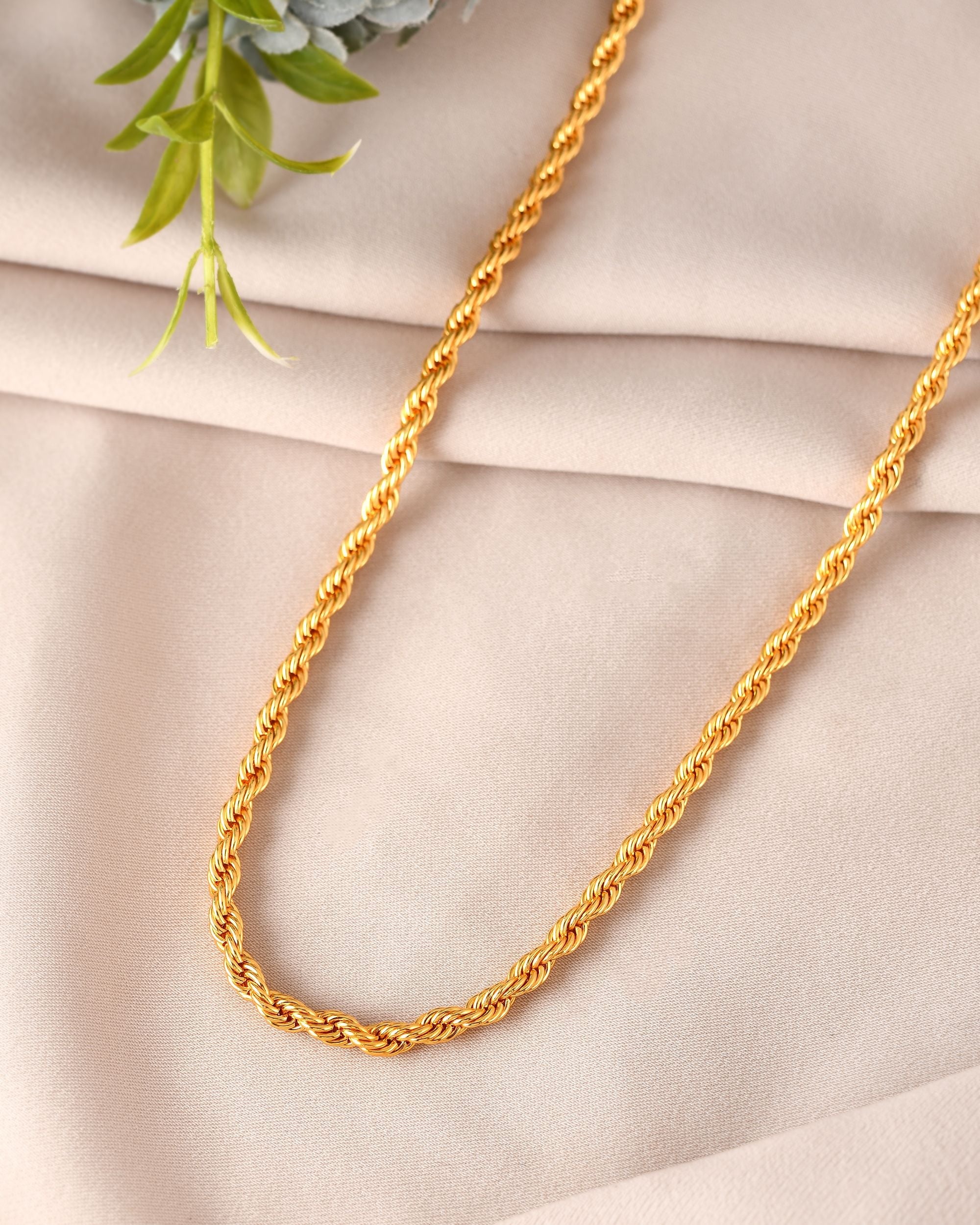 VOJ Gold Polished Twisted Stainless Steel Chain For Men - Distacart