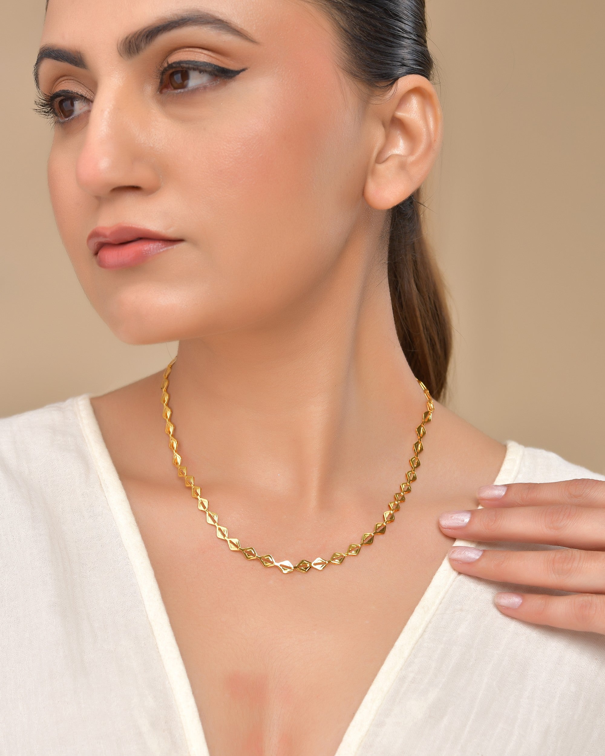 VOJ Gold Polished Geometrical Shaped Stainless Steel Chain For Women - Distacart