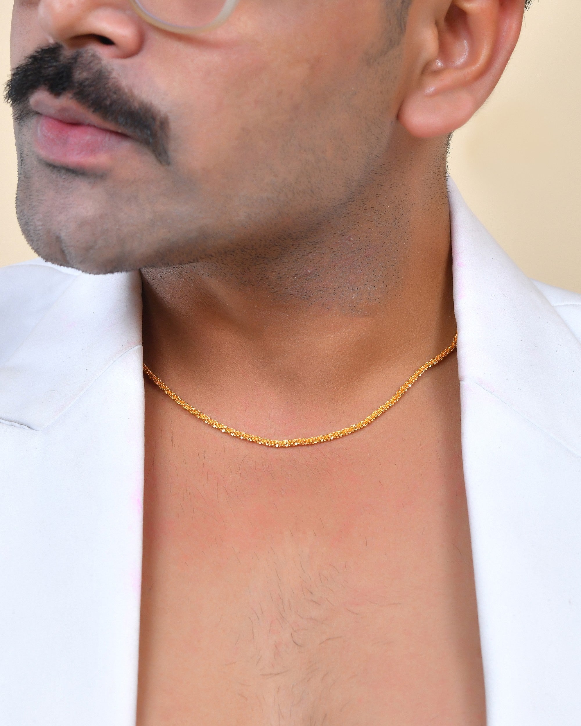 VOJ Men Gold Polished Twisted Stainless Steel Minimal Chain - Distacart