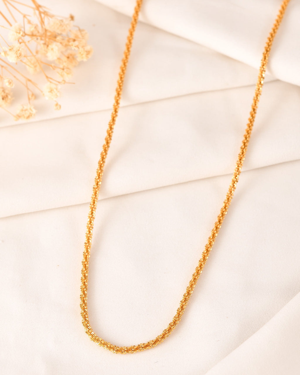 VOJ Men Gold Polished Twisted Stainless Steel Minimal Chain - Distacart