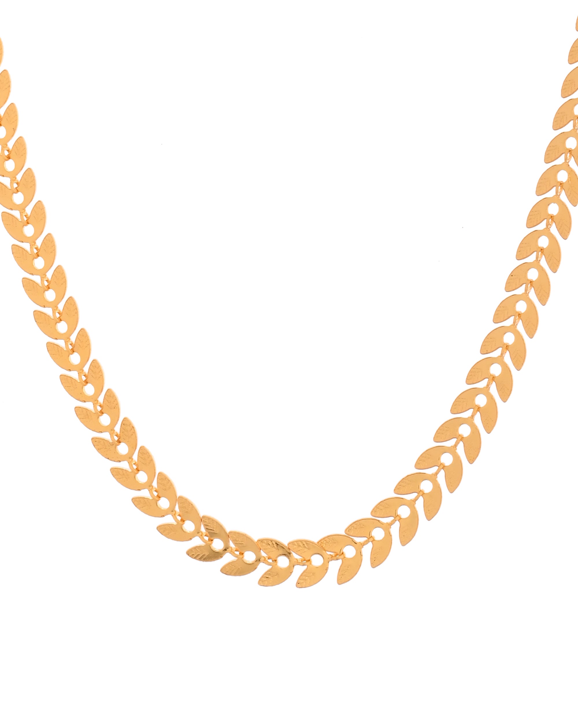 VOJ Gold Polished Filled Leaf Shaped Chain For Women - Distacart