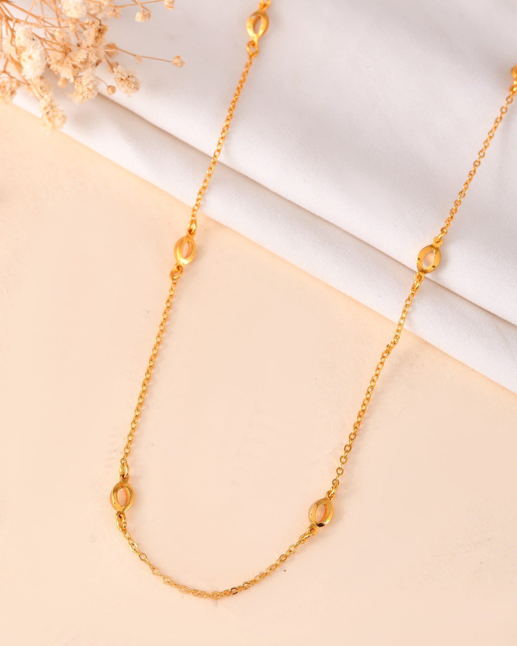 VOJ Gold Polished Minimal Designer Chain For Women - Distacart
