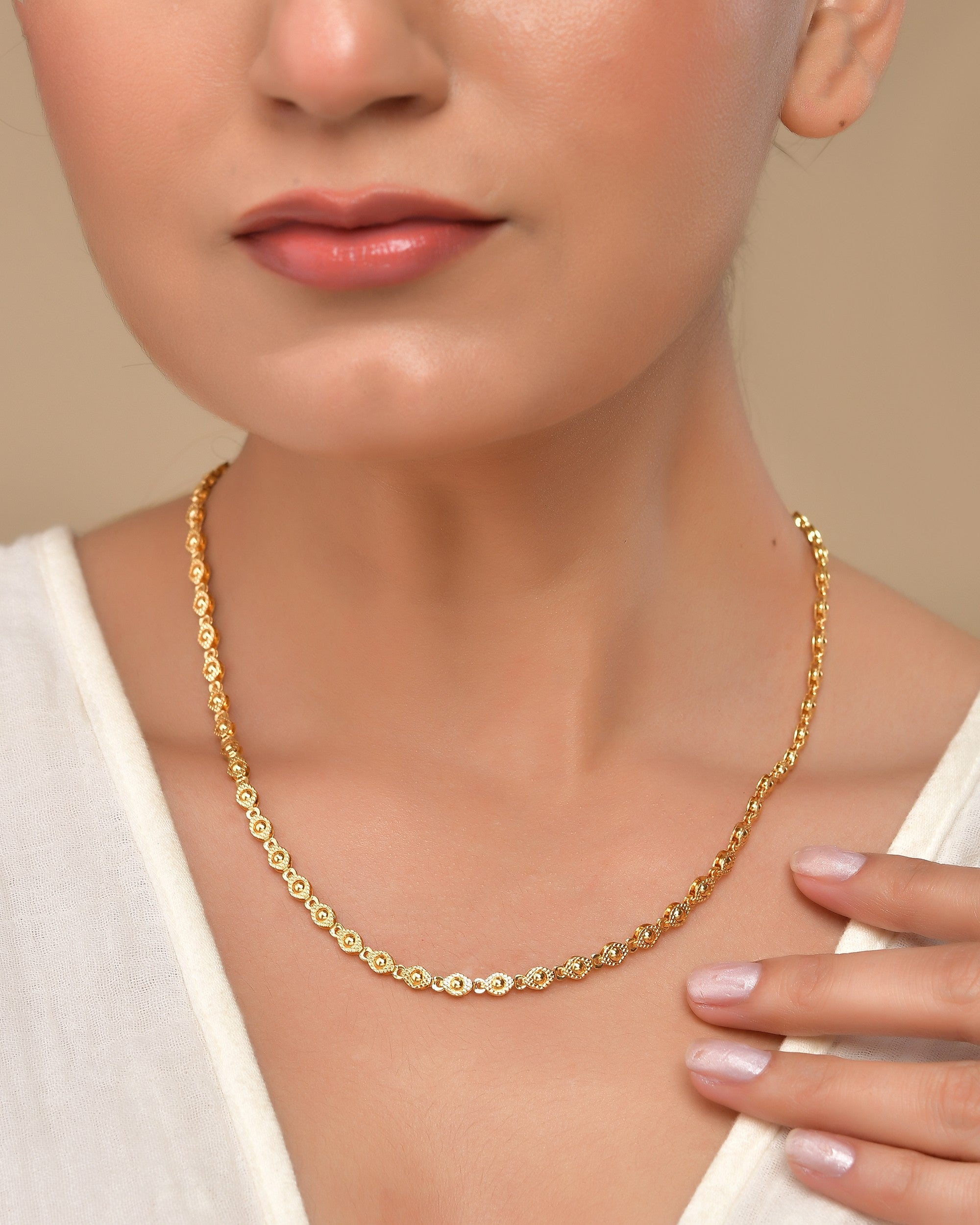VOJ Gold Polished Oval Shaped Designer Chain For Women - Distacart