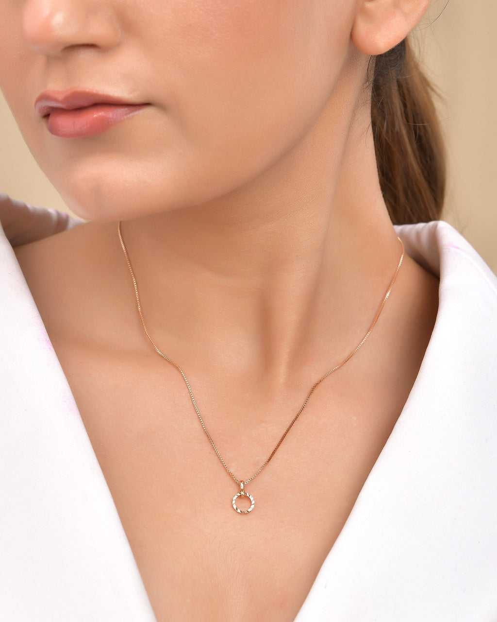 VOJ Rose Gold Polished Chain With Small Circular Pendant - Distacart