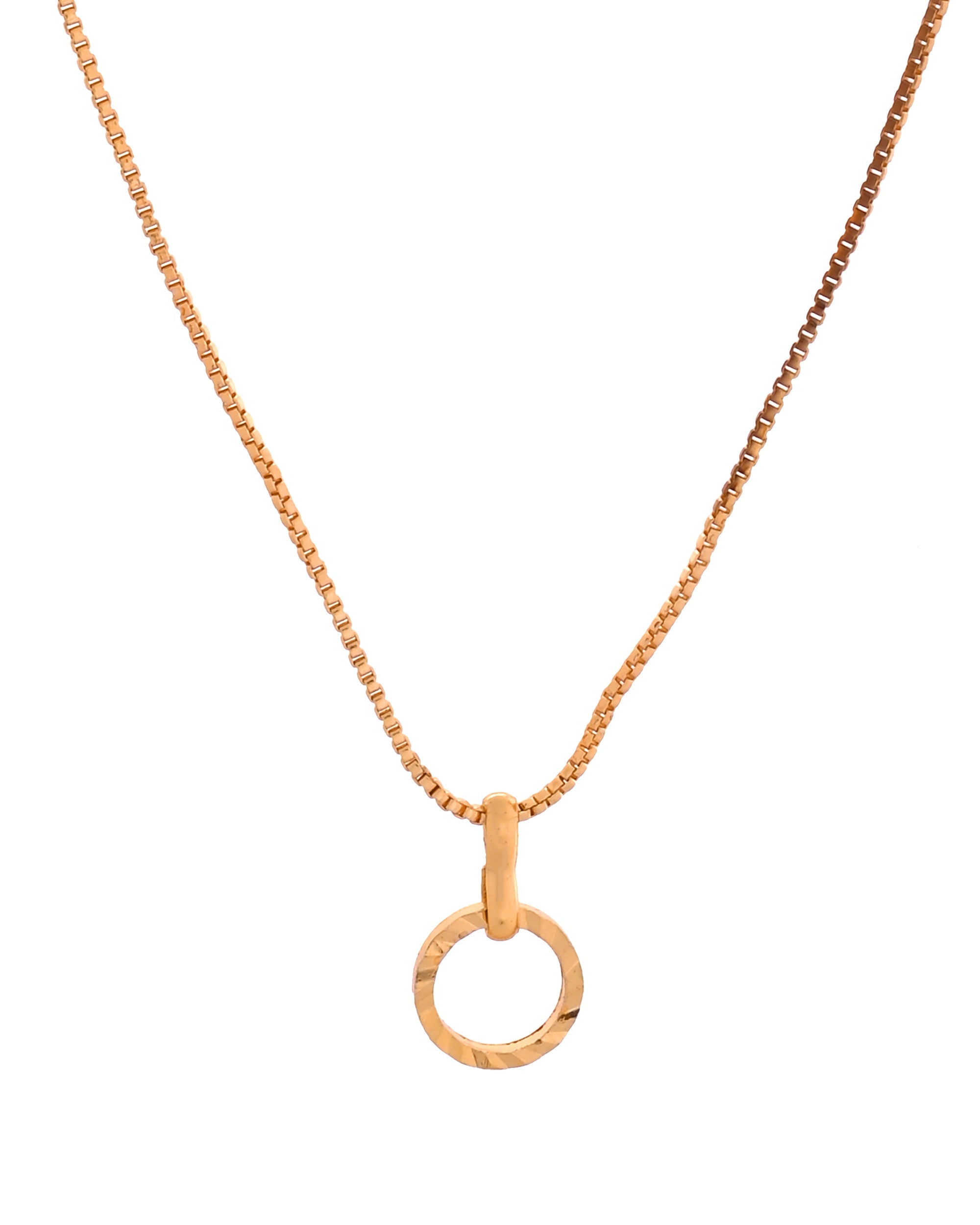 VOJ Rose Gold Polished Chain With Small Circular Pendant - Distacart