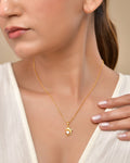 VOJ Gold Polished Chain With Fish Shaped Stone Studded Pendant - Distacart