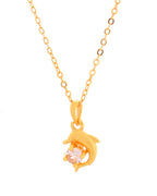 VOJ Gold Polished Chain With Fish Shaped Stone Studded Pendant - Distacart