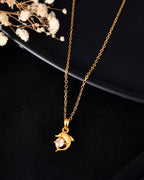VOJ Gold Polished Chain With Fish Shaped Stone Studded Pendant - Distacart