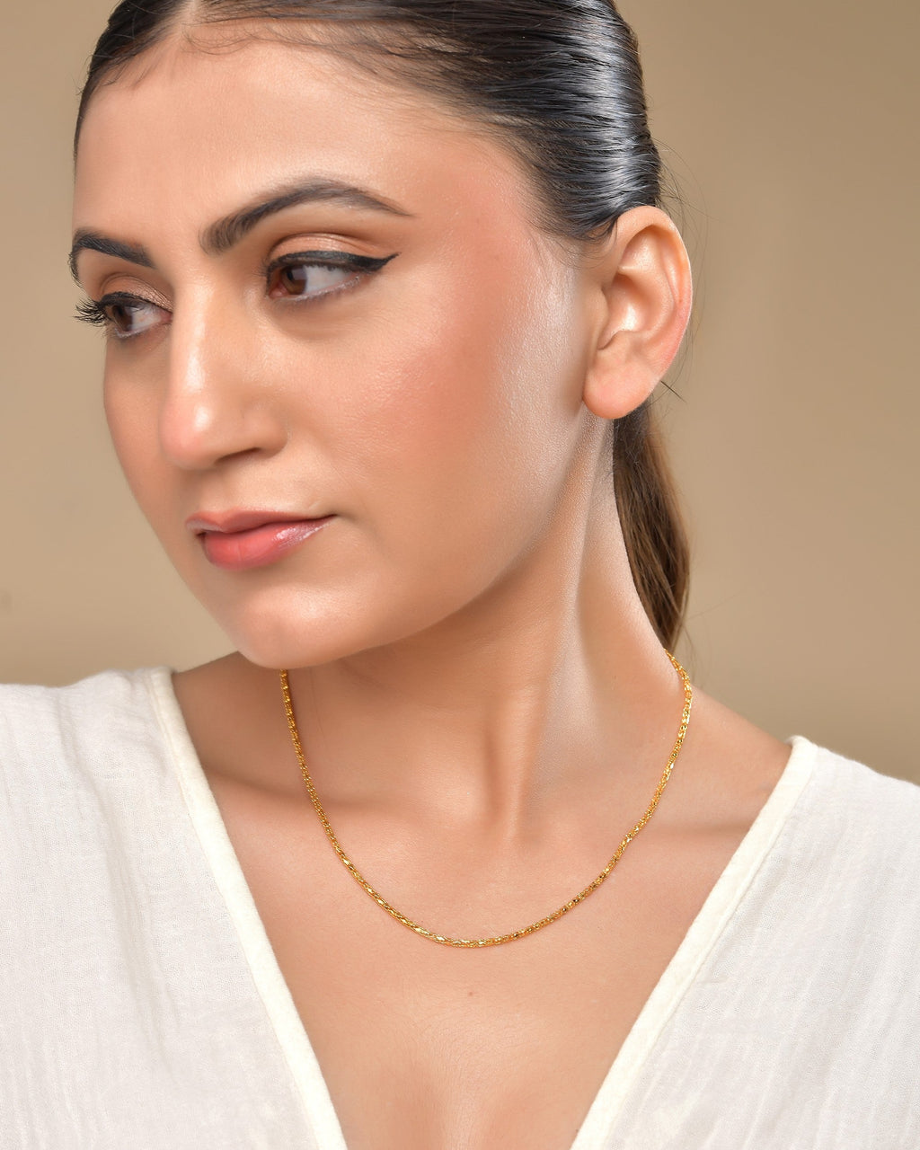 VOJ Women Gold Polished Stainless Steel Simple Chain - Distacart