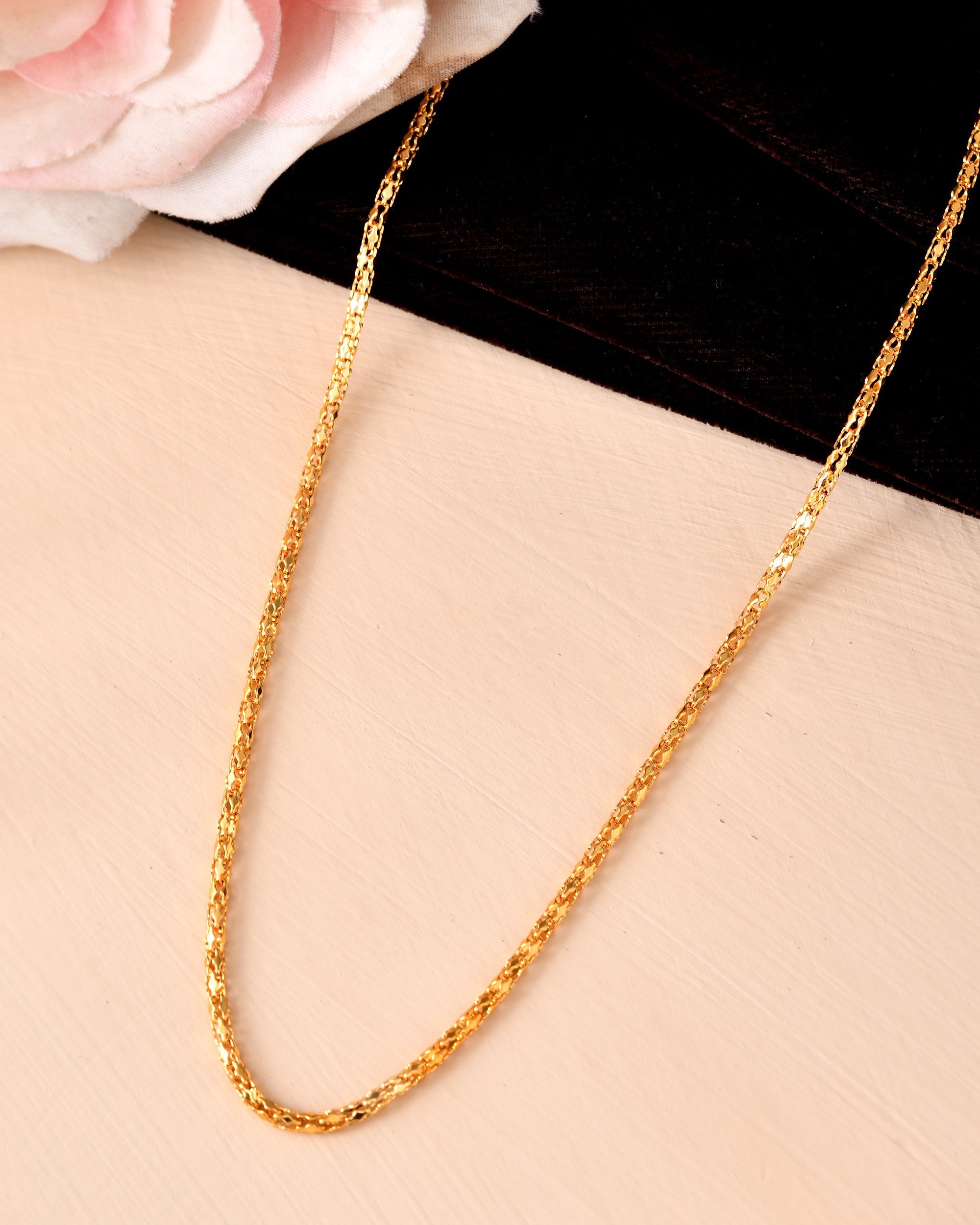 VOJ Women Gold Polished Stainless Steel Simple Chain - Distacart