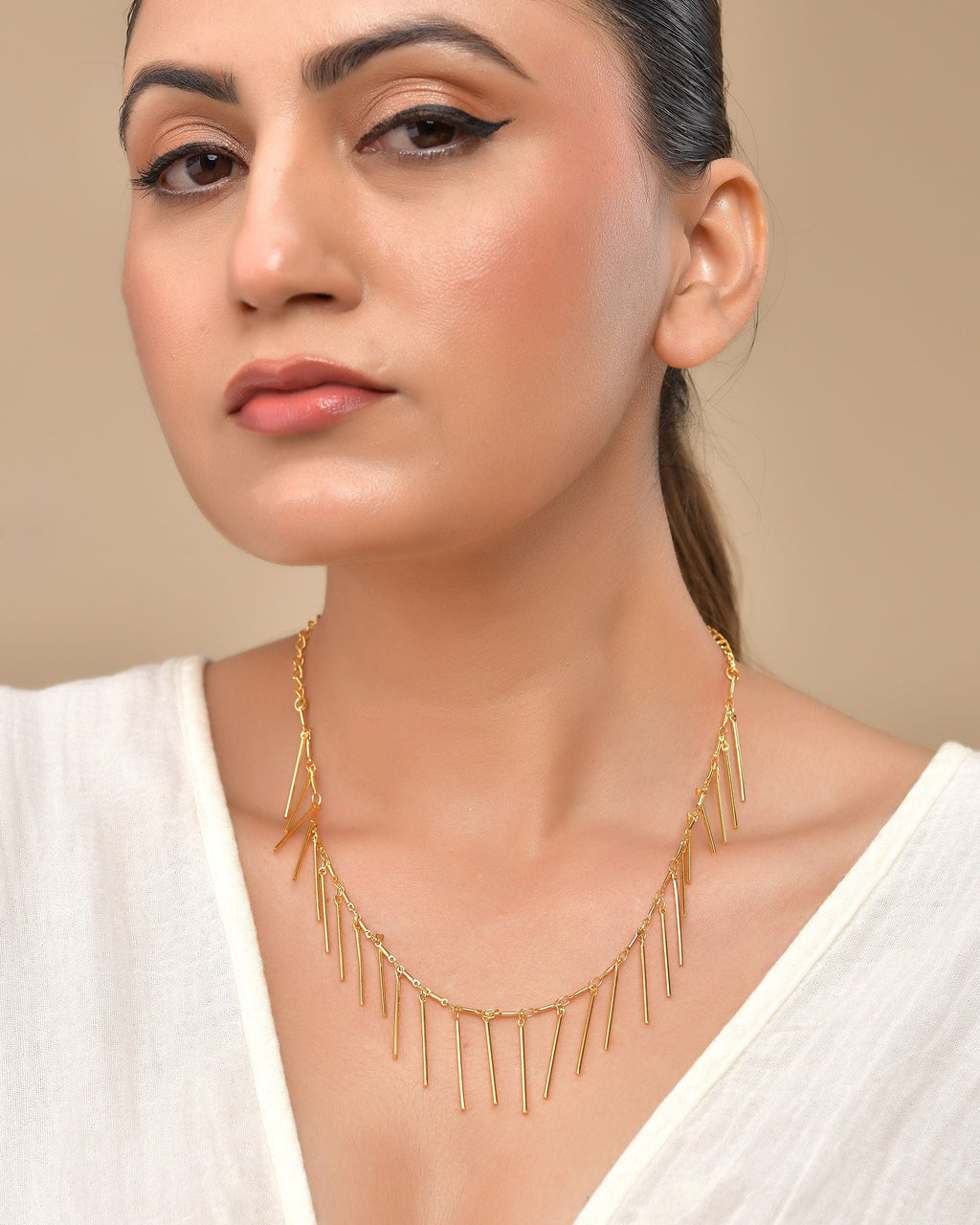 VOJ Women Gold Polished Statement Necklace - Distacart