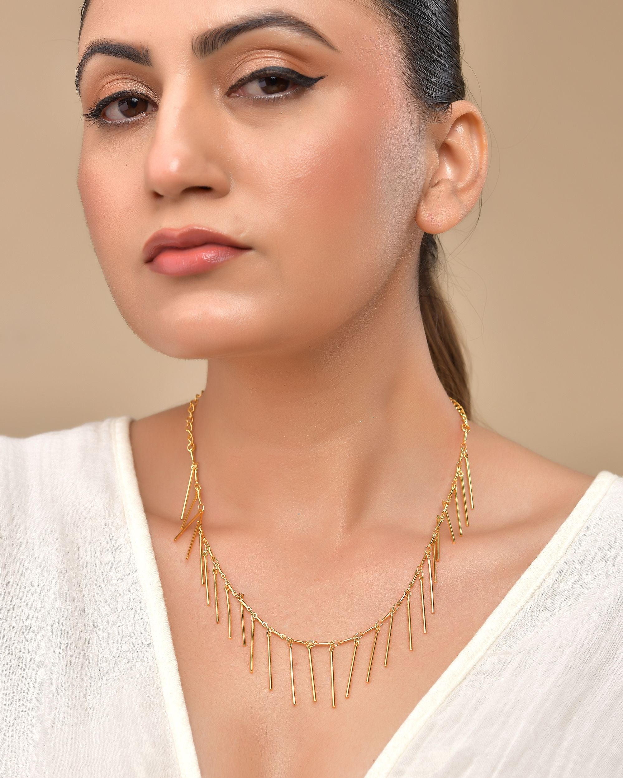 VOJ Women Gold Polished Statement Necklace - Distacart