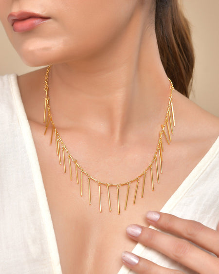 VOJ Women Gold Polished Statement Necklace