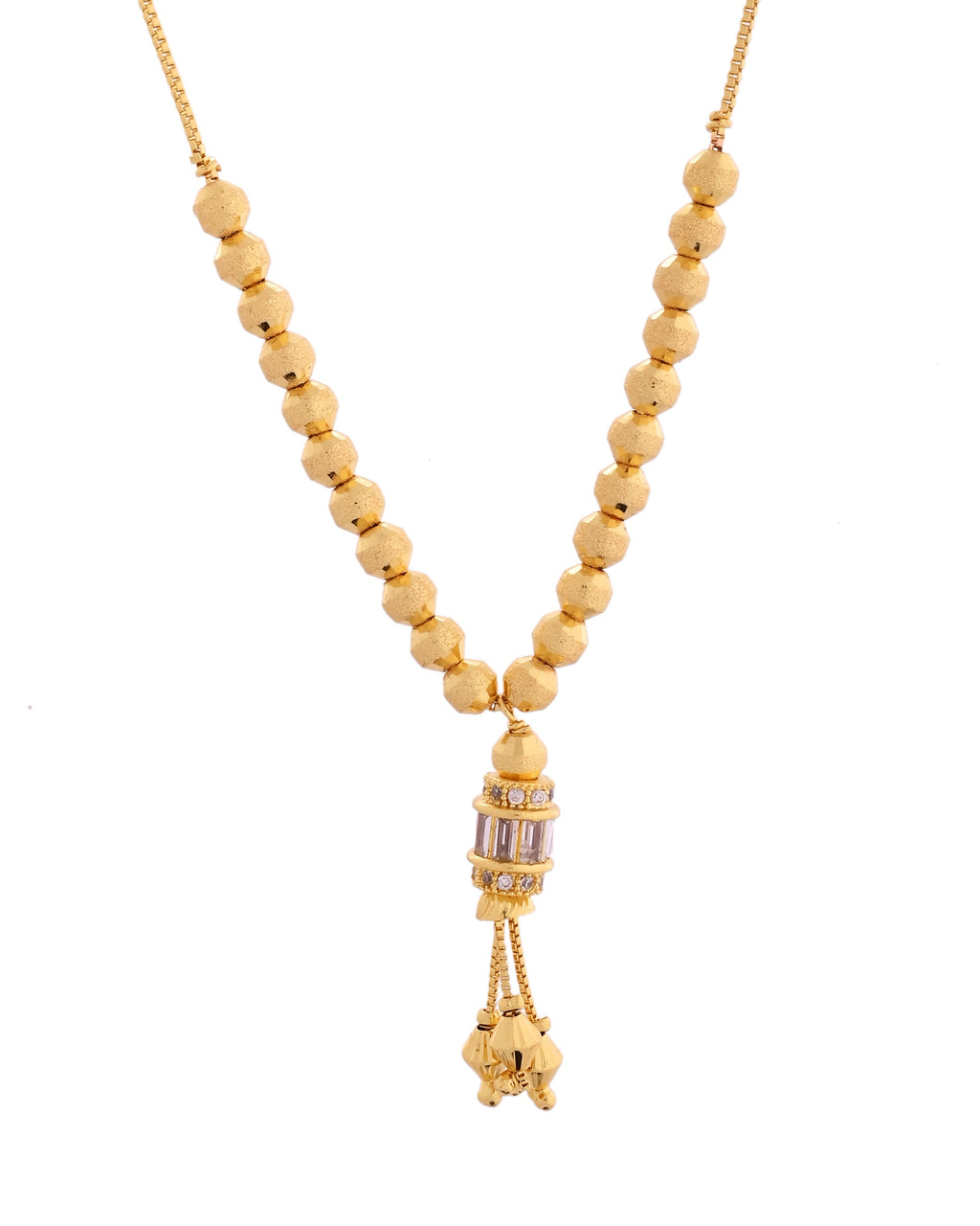 VOJ Rose Gold Polished Ad Studded Round Pendant With Chain - Distacart