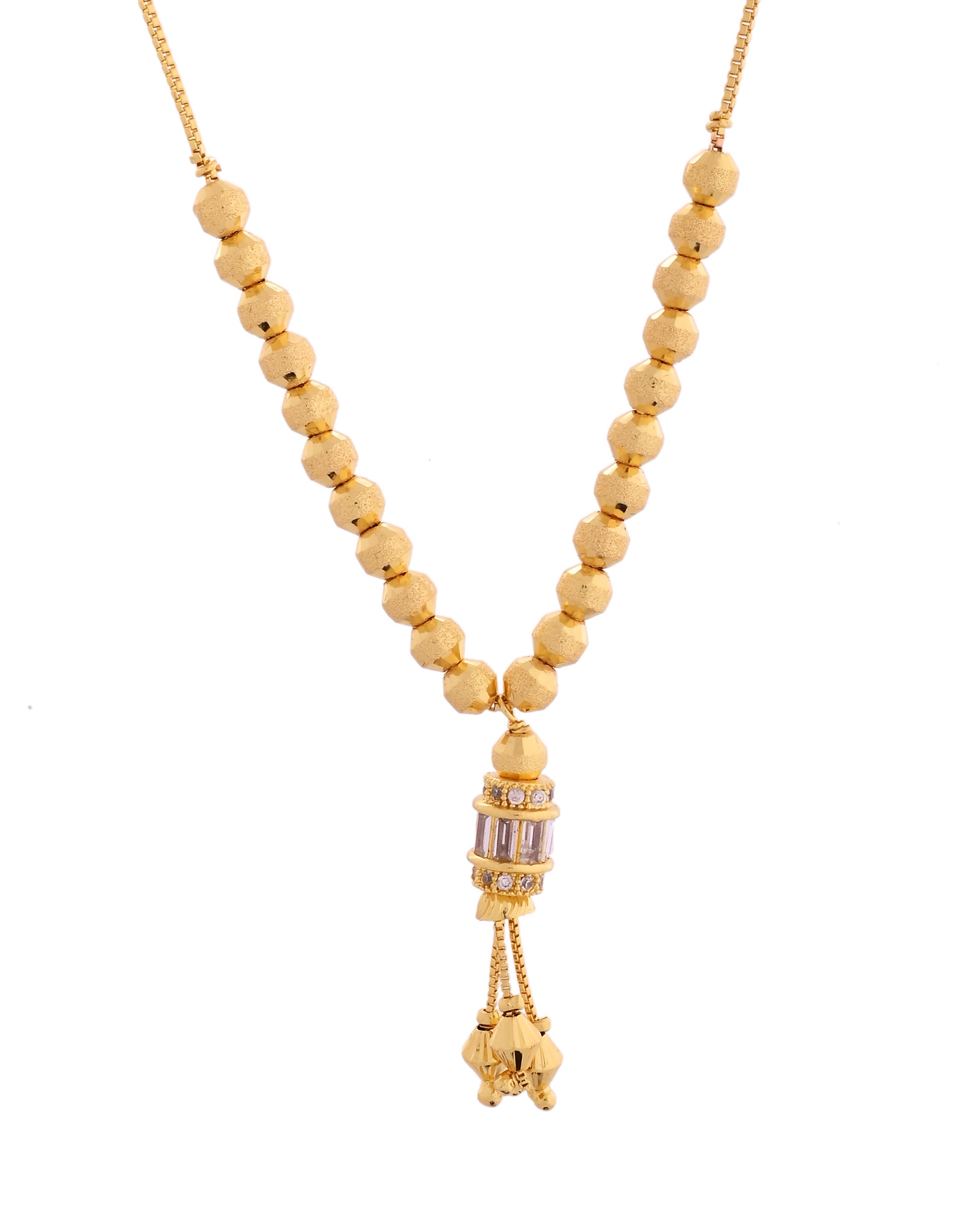VOJ Rose Gold Polished Ad Studded Round Pendant With Chain - Distacart