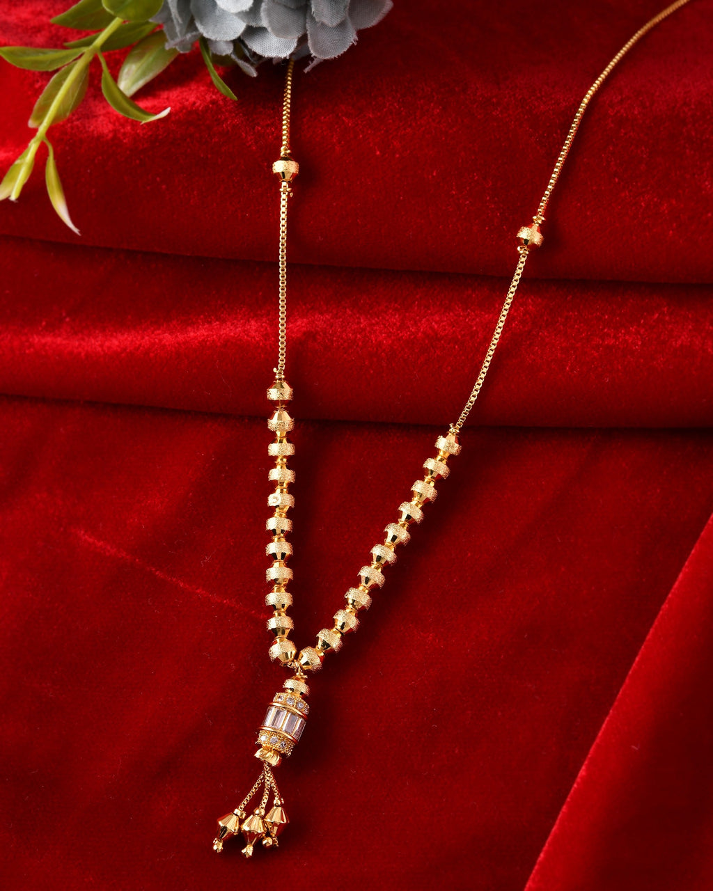 VOJ Rose Gold Polished Ad Studded Round Pendant With Chain - Distacart