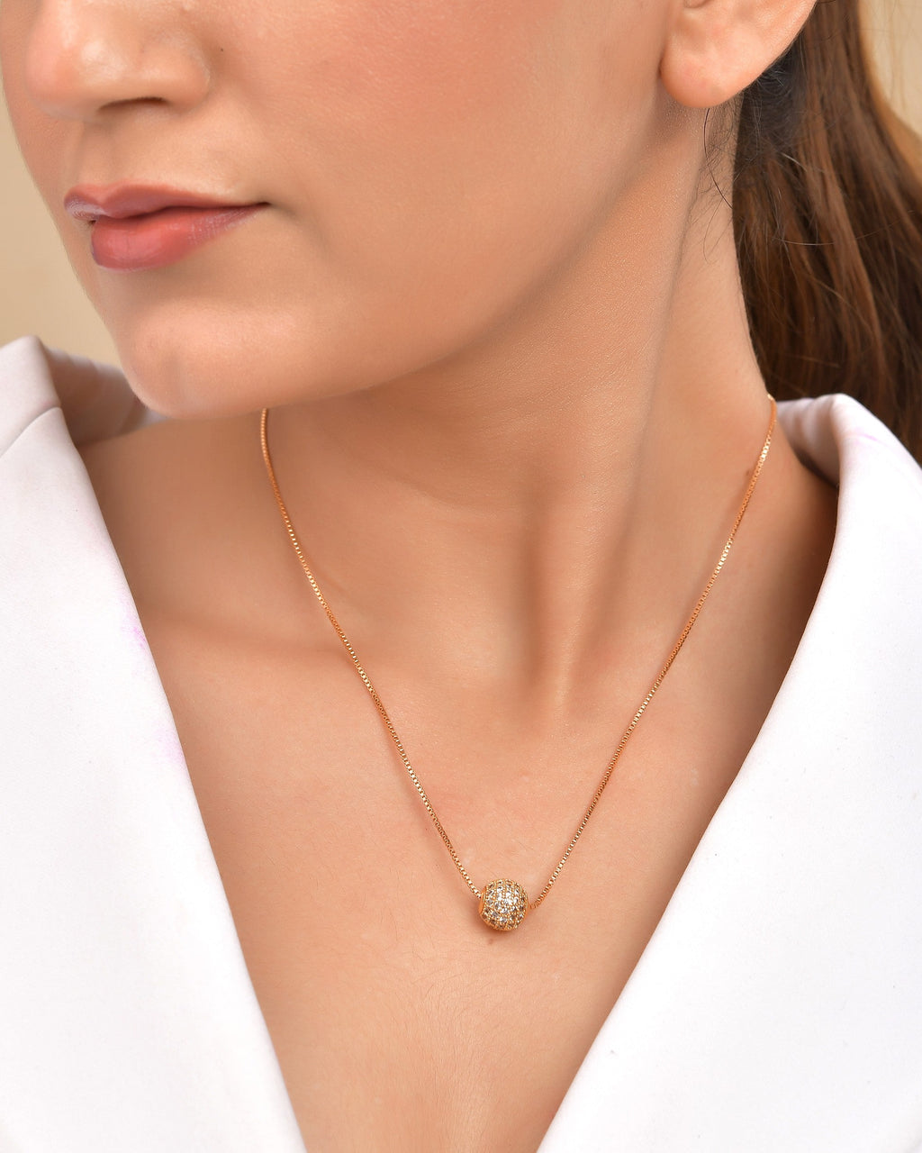 VOJ Gold Polished Women Stone Studded Designer Chain - Distacart