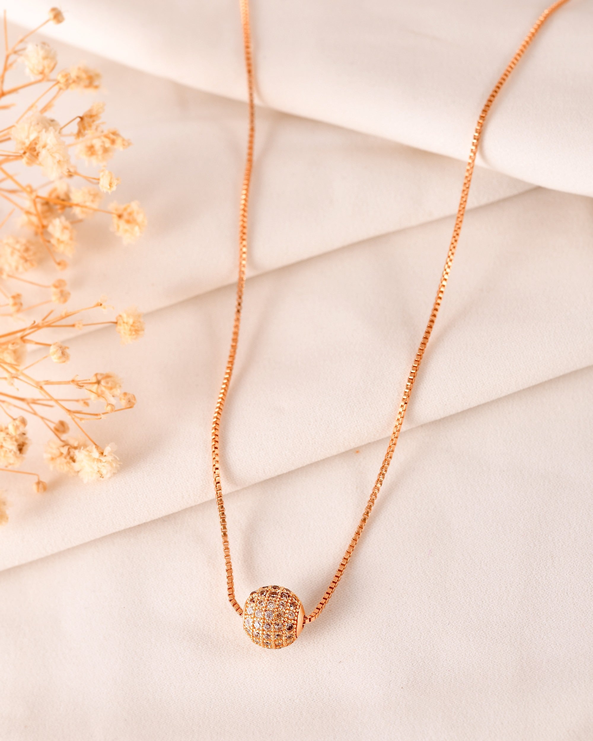VOJ Gold Polished Women Stone Studded Designer Chain - Distacart