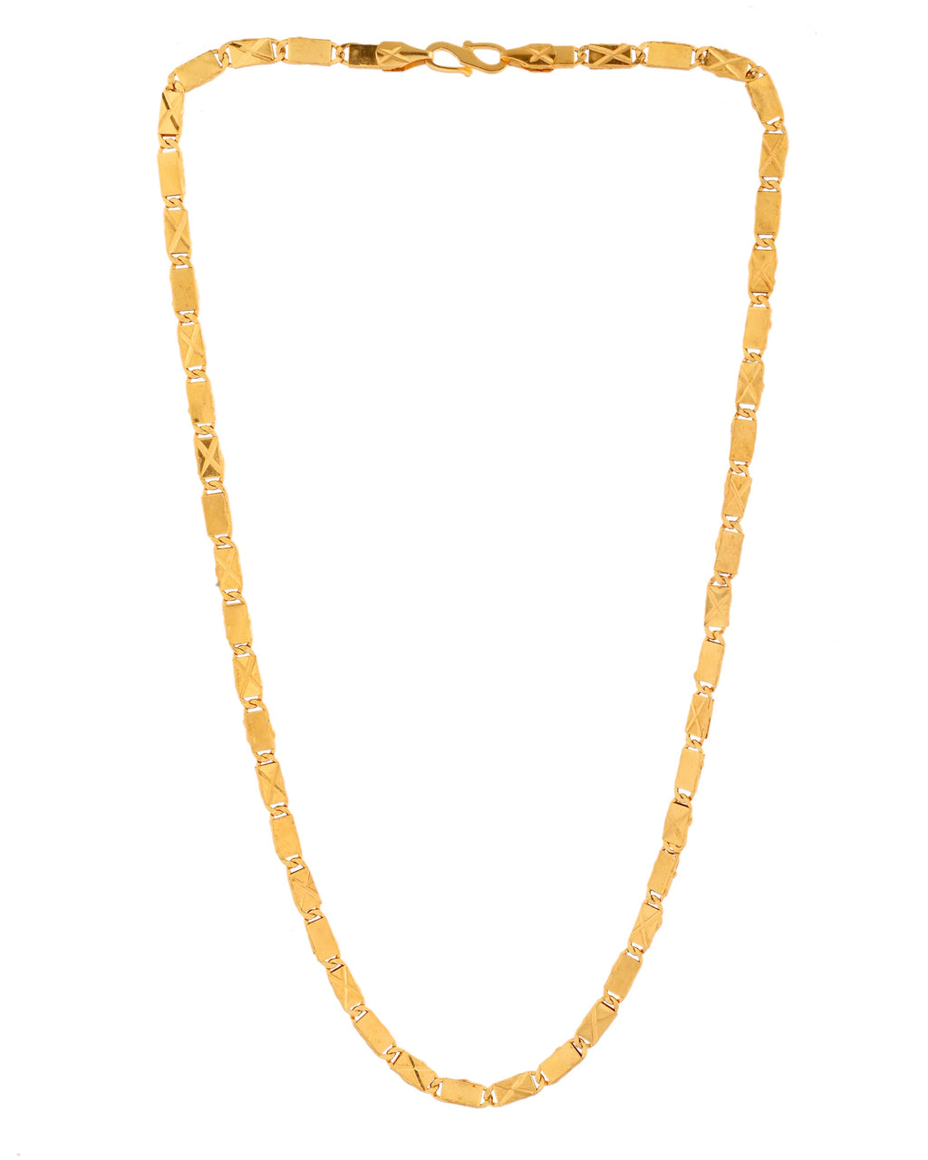 VOJ Stainless Steel Gold Polished Biscuit Shaped Classic Chain - Distacart