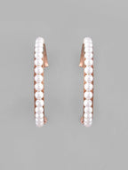 VOJ White Pearl Gold Plated Hoops Earrings - Distacart